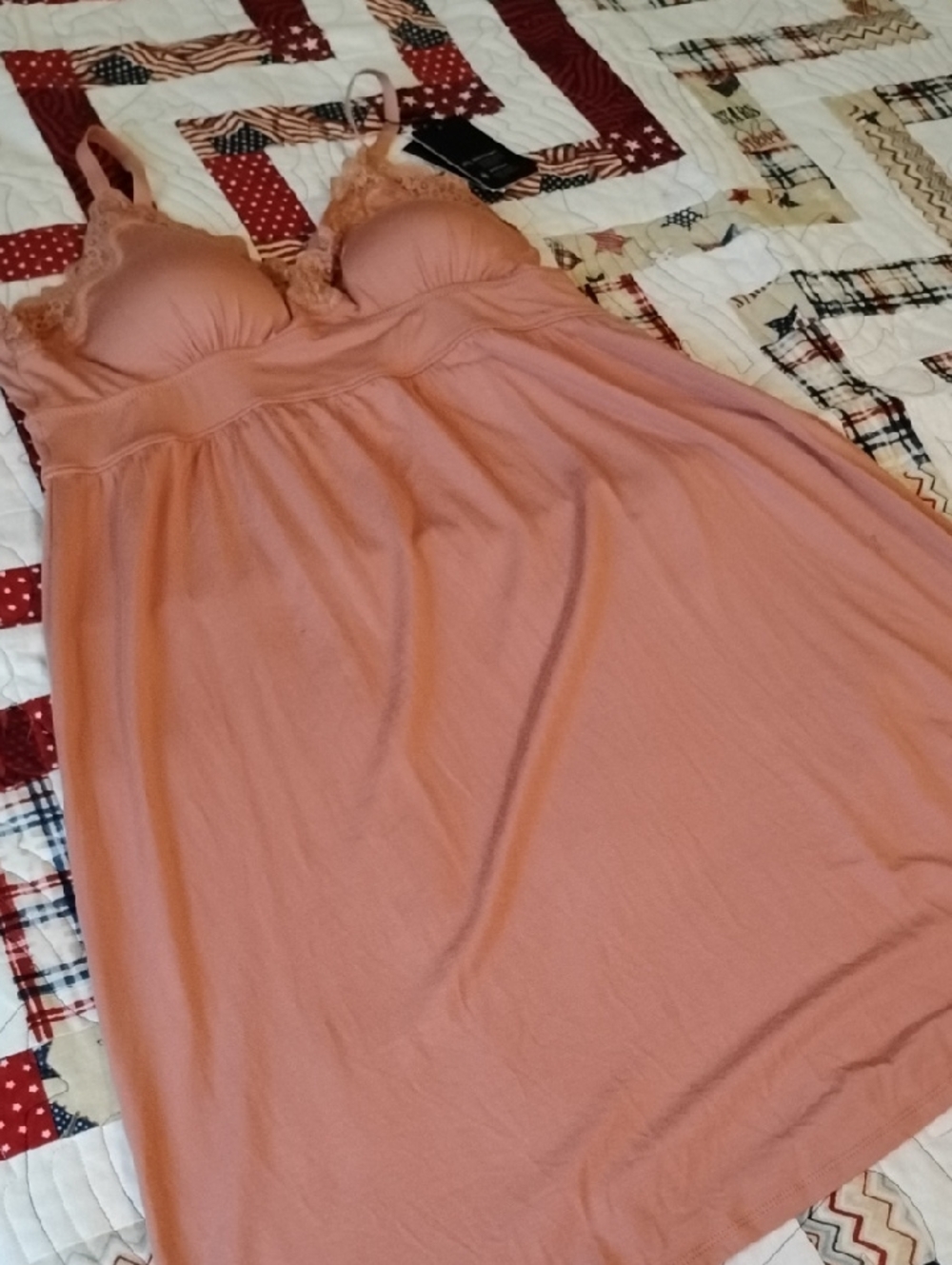knix Lace-Trim Sleep Chemise in Dusty Peach